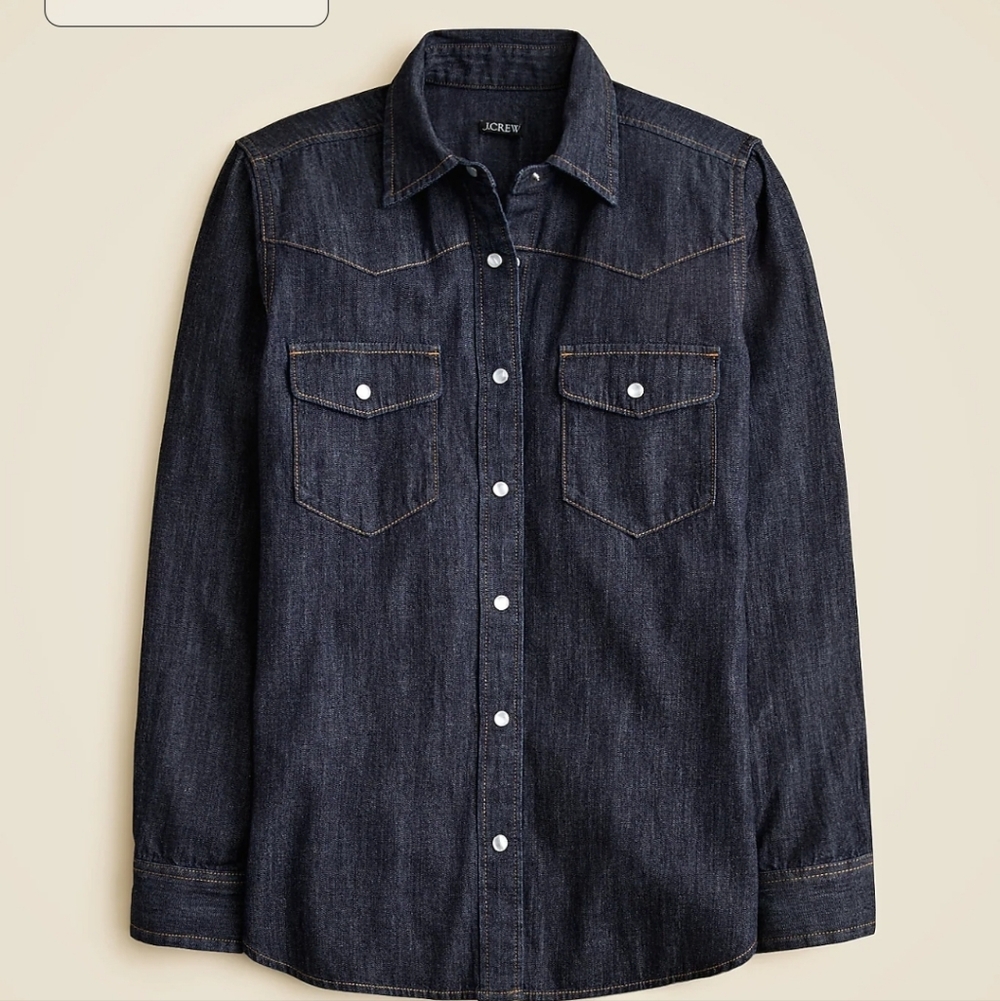 J Crew Jules western shirt in denim CN488 Size 12 **Flaw NWT - Picture 4 of 12